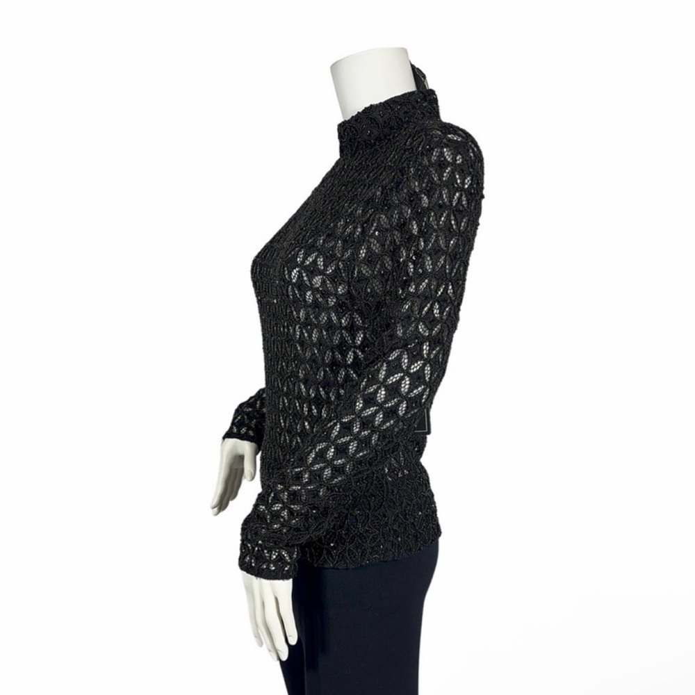 NEW Retrofete $495 Mika Top in Black Beaded Lace Sequin, Small - Picture 12 of 17